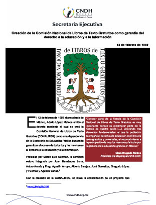 Creación de la Comisión Nacional de Libros de Texto Gratuitos como garantía del derecho a la educación y a la información