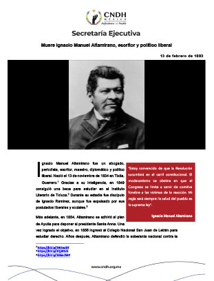 Muere Ignacio Manuel Altamirano, escritor y político liberal