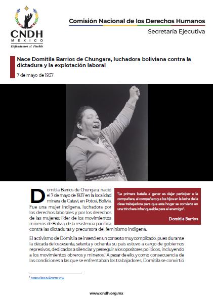 Nace Domitila Barrios de Chungara, luchadora boliviana contra la dictadura y la explotación laboral