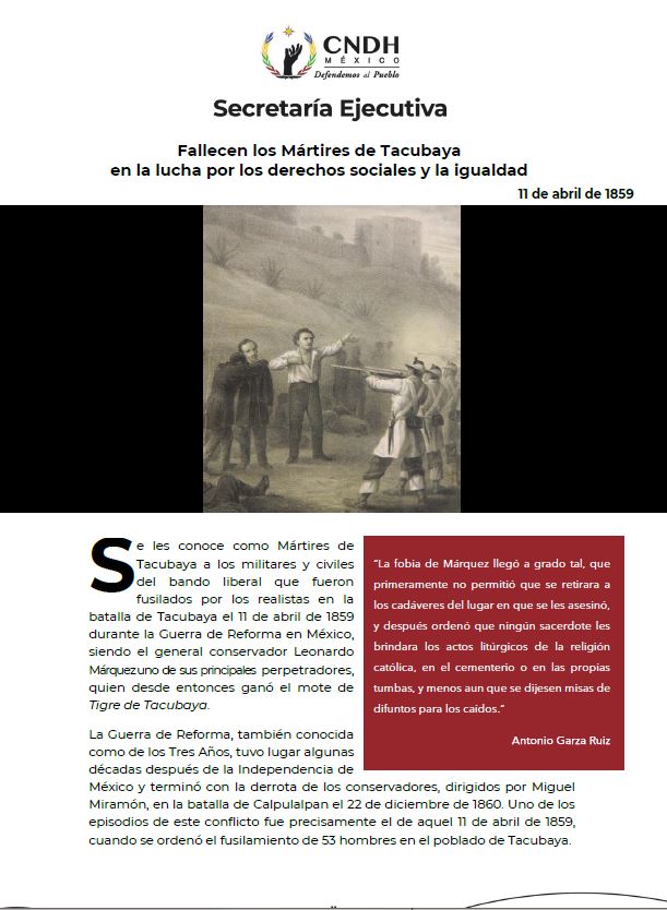 Fallecen los Mártires de Tacubaya en la lucha por los derechos sociales y la igualdad