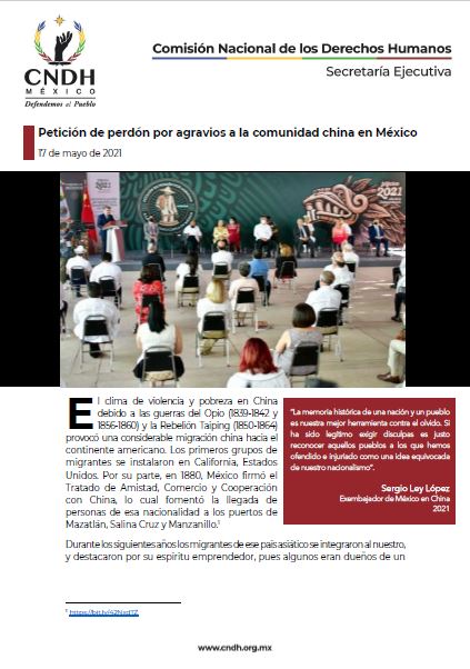 Petición de perdón por agravios a la comunidad china en México