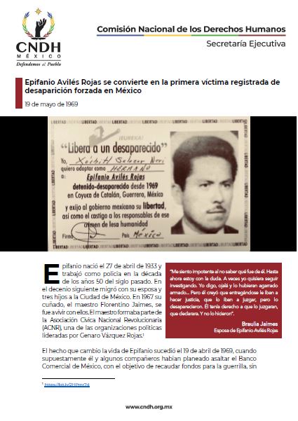 Epifanio Avilés Rojas se convierte en la primera víctima registrada de desaparición forzada en México