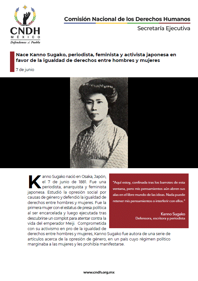Nace Kanno Sugako, periodista, feminista y activista japonesa en favor de la igualdad de derechos entre hombres y mujeres