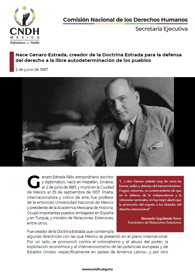 Nace Genaro Estrada, creador de la Doctrina Estrada para la defensa del derecho a la libre autodeterminación de los pueblos