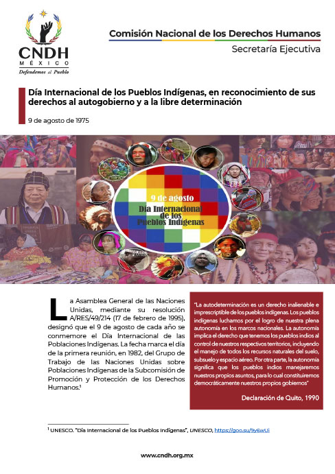 Día Internacional de los Pueblos Indígenas, en reconocimiento de sus derechos al autogobierno y a la libre determinación