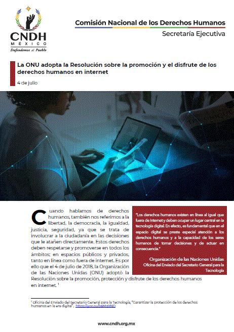 La ONU adopta la Resolución sobre la promoción y el disfrute de los derechos humanos en internet