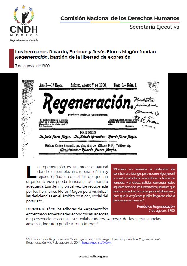 Los hermanos Ricardo, Enrique y Jesús Flores Magón fundan Regeneración, bastión de la libertad de expresión