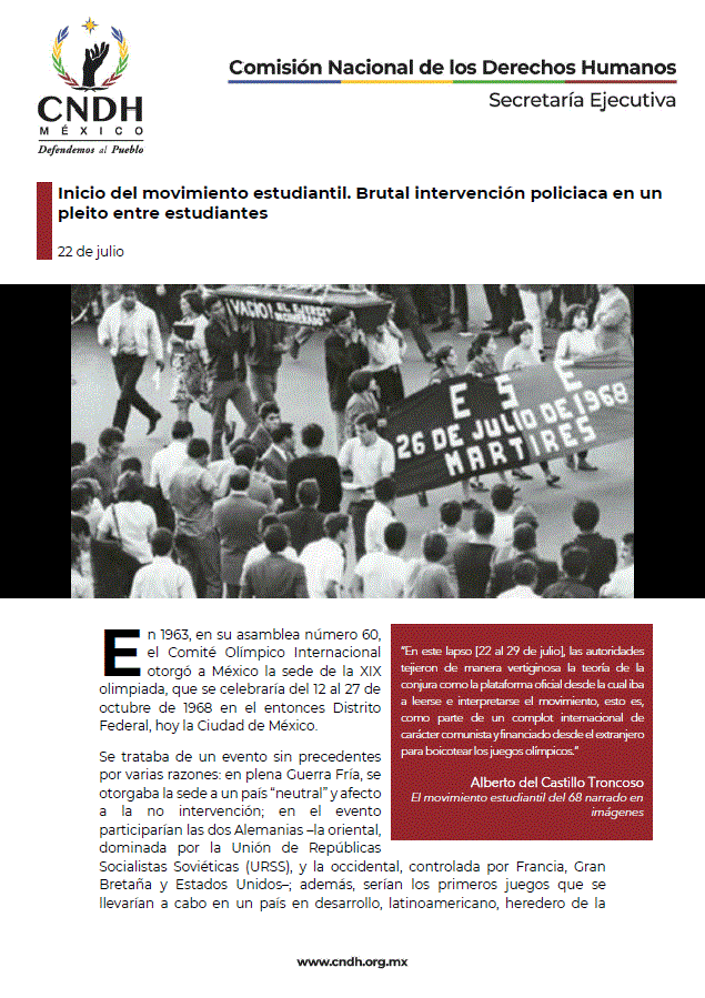 Inicio del movimiento estudiantil. Brutal intervención policiaca en un pleito entre estudiantes