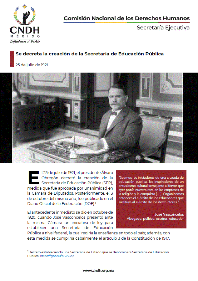 Se decreta la creación de la Secretaría de Educación Pública