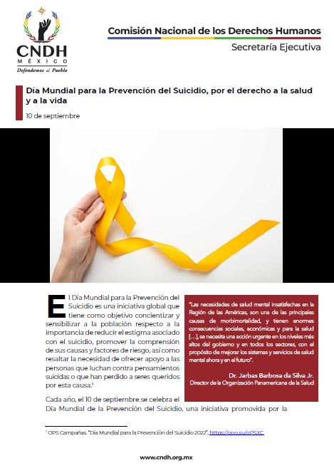Día Mundial para la Prevención del Suicidio, por el derecho a la salud y a la vida
