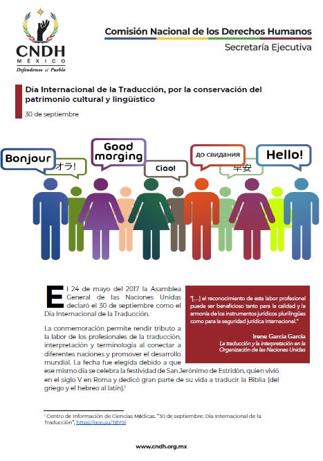 Día Internacional de la Traducción, por la conservación del patrimonio cultural y lingüístico