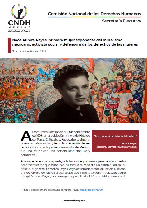 Nace Aurora Reyes, primera mujer exponente del muralismo mexicano, activista social y defensora de los derechos de las mujeres