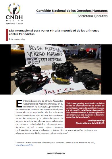 Día Internacional para Poner Fin a la Impunidad de los Crímenes contra Periodistas