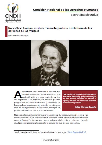Nace Alicia Moreau, médica, feminista y activista defensora de los derechos de las mujeres