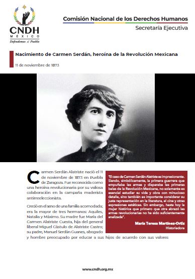 Nacimiento de Carmen Serdán, heroína de la Revolución Mexicana