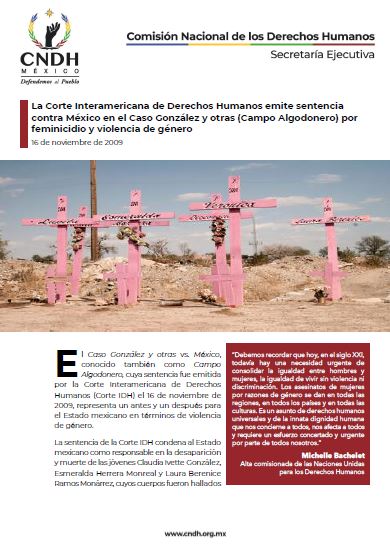 La Corte Interamericana de Derechos Humanos emite sentencia contra México en el Caso González y otras (Campo Algodonero) por feminicidio y violencia de género