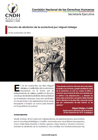 Decreto de abolición de la esclavitud por Miguel Hidalgo