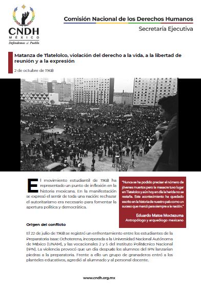 Matanza de Tlatelolco, violación del derecho a la vida, a la libertad de reunión y a la expresión