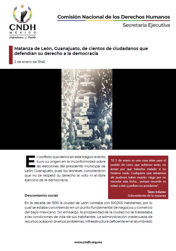 Matanza de León, Guanajuato, de cientos de ciudadanos que defendían su derecho a la democracia