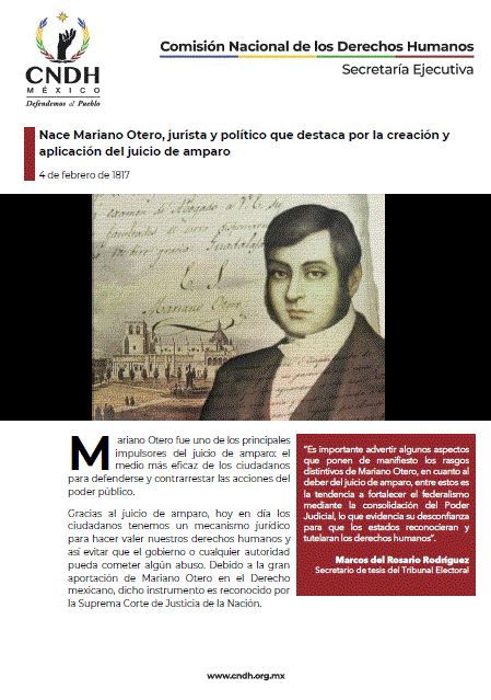Nace Mariano Otero, jurista y político que destaca por la creación y aplicación del juicio de amparo