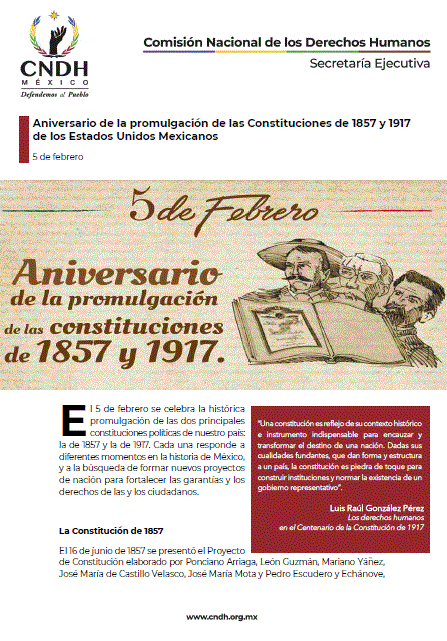 Aniversario de la promulgación de las Constituciones de 1857 y 1917 de los Estados Unidos Mexicanos