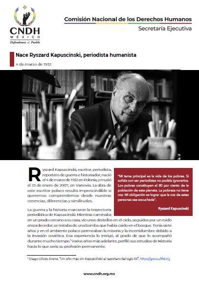 Nace Ryszard Kapuscinski, periodista humanista