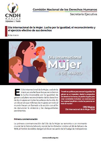 Día Internacional de la Mujer. Lucha por la igualdad, el reconocimiento y el ejercicio efectivo de sus derechos