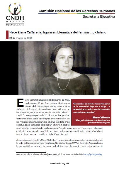 Nace Elena Caffarena, figura emblemática del feminismo chileno