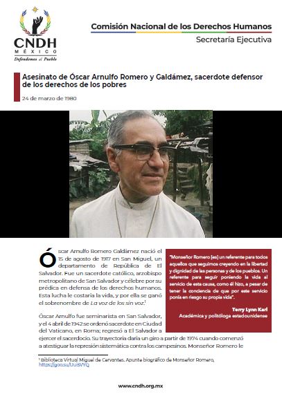 Asesinato de Óscar Arnulfo Romero y Galdámez, sacerdote defensor de los derechos de los pobres