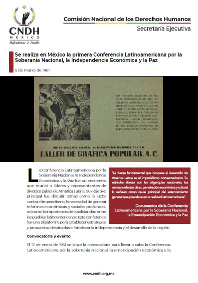 Se realiza en México la primera Conferencia Latinoamericana por la Soberanía Nacional, la Independencia Económica y la Paz