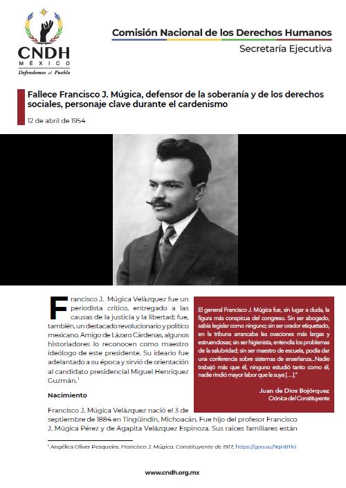Fallece Francisco J. Múgica, defensor de la soberanía y de los derechos sociales, personaje clave durante el cardenismo