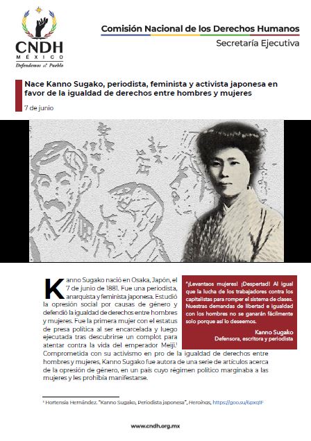 Nace Kanno Sugako, periodista, feminista y activista japonesa en favor de la igualdad de derechos entre hombres y mujeres