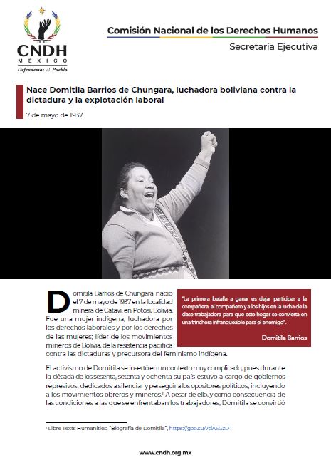 Nace Domitila Barrios de Chungara, luchadora boliviana contra la dictadura y la explotación laboral