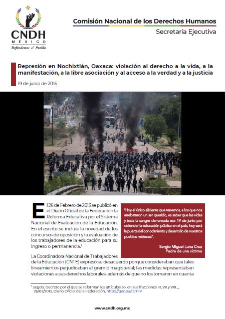 Represión en Nochixtlán, Oaxaca: violación al derecho a la vida, a la manifestación, a la libre asociación y al acceso a la verdad y a la justicia