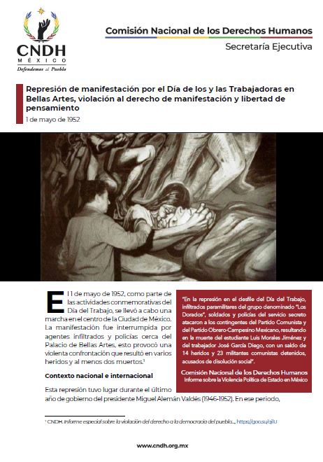 Represión de manifestación por el Día de los y las Trabajadoras en Bellas Artes, violación al derecho de manifestación y libertad de pensamiento