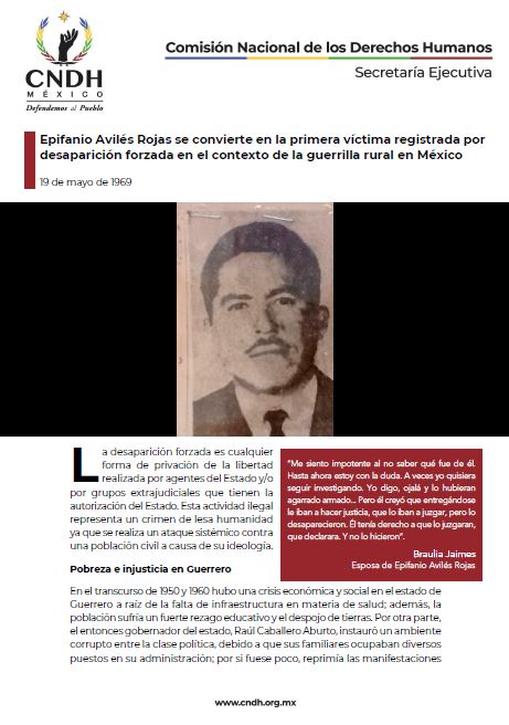 Epifanio Avilés Rojas se convierte en la primera víctima registrada por desaparición forzada en el contexto de la guerrilla rural en México