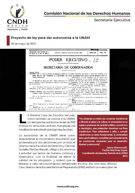 Proyecto de ley para dar autonomía a la UNAM