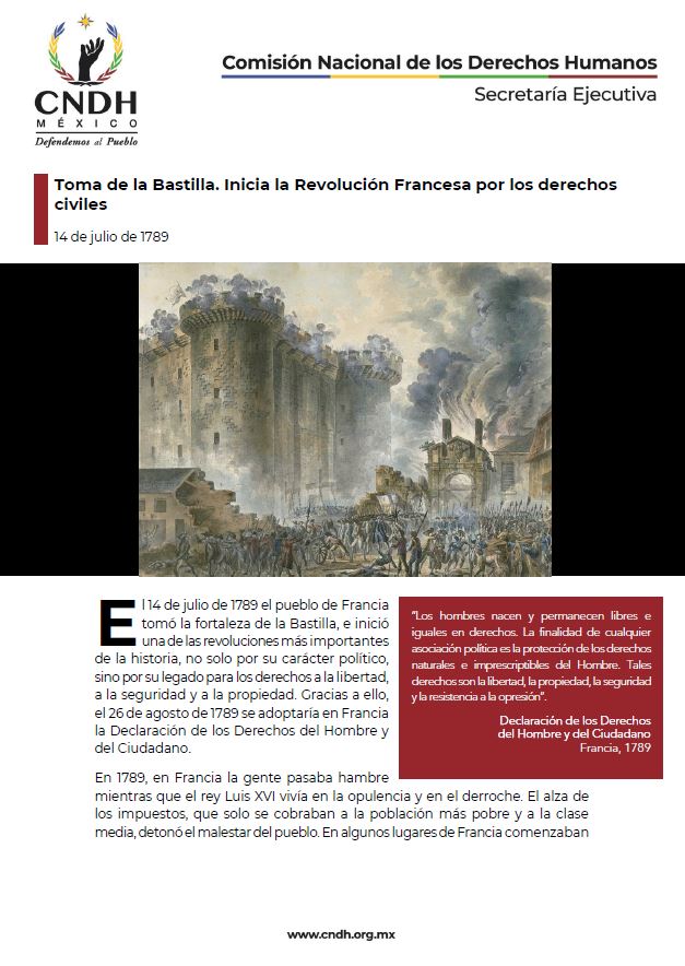 Toma de la Bastilla. Inicia la Revolución Francesa por los derechos civiles