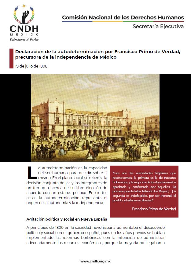 Declaración de la autodeterminación por Francisco Primo de Verdad, precursora de la independencia de México