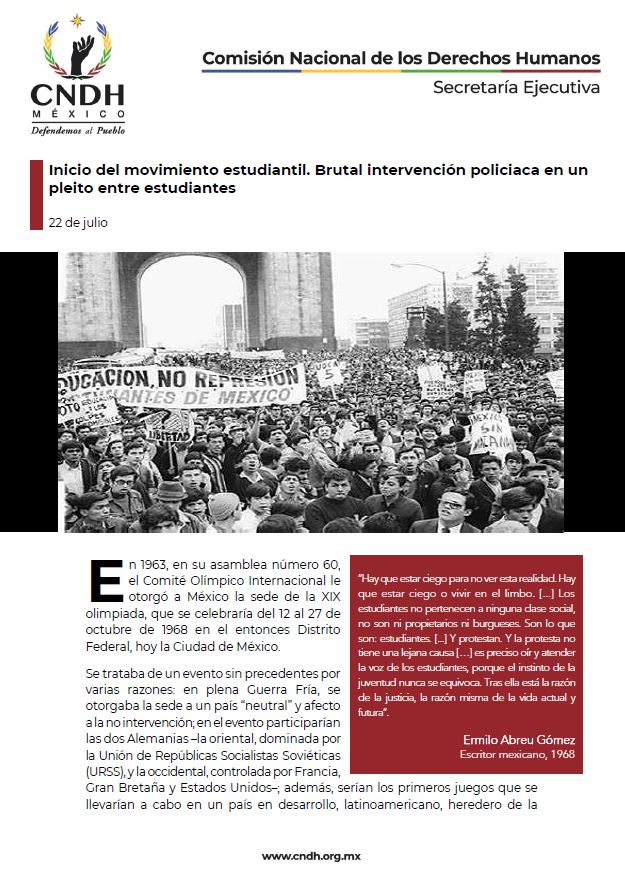 Inicio del movimiento estudiantil. Brutal intervención policiaca en un pleito entre estudiantes