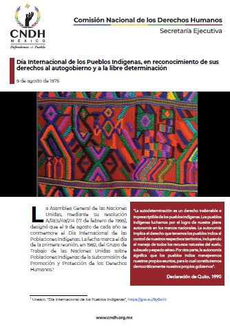 Día Internacional de los Pueblos Indígenas, en reconocimiento de sus derechos al autogobierno y a la libre determinación