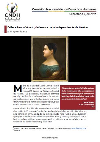 Fallece Leona Vicario, defensora de la Independencia de México