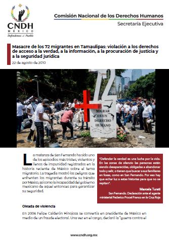 Masacre de los 72 migrantes en Tamaulipas: violación a los derechos de acceso a la verdad, a la información, a la procuración de justicia y a la seguridad jurídica