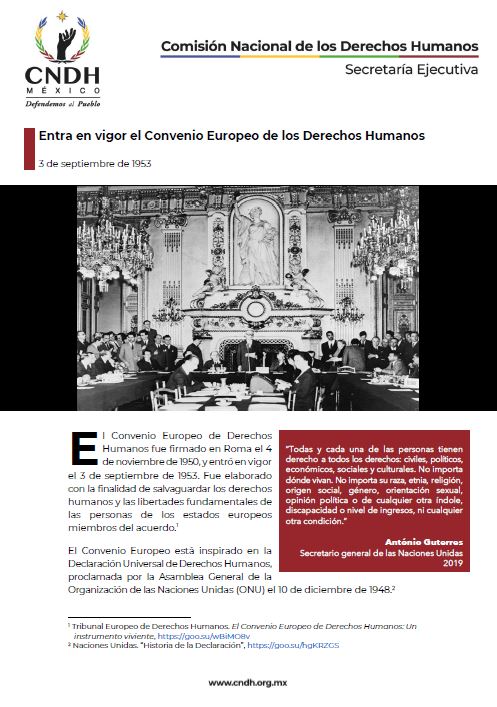 Entra en vigor el Convenio Europeo de los Derechos Humanos