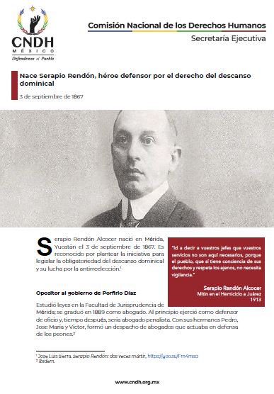 Nace Serapio Rendón, héroe defensor por el derecho del descanso dominical