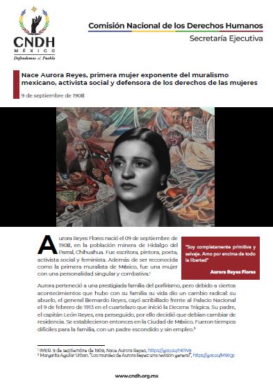 Nace Aurora Reyes, primera mujer exponente del muralismo mexicano, activista social y defensora de los derechos de las mujeres