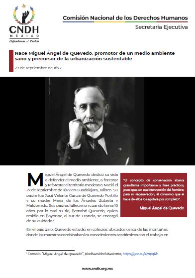 Nace Miguel Ángel de Quevedo, promotor de un medio ambiente sano y precursor de la urbanización sustentable