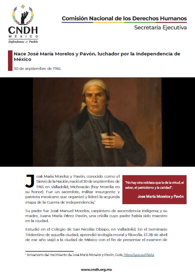 Nace José María Morelos y Pavón, luchador por la Independencia de México