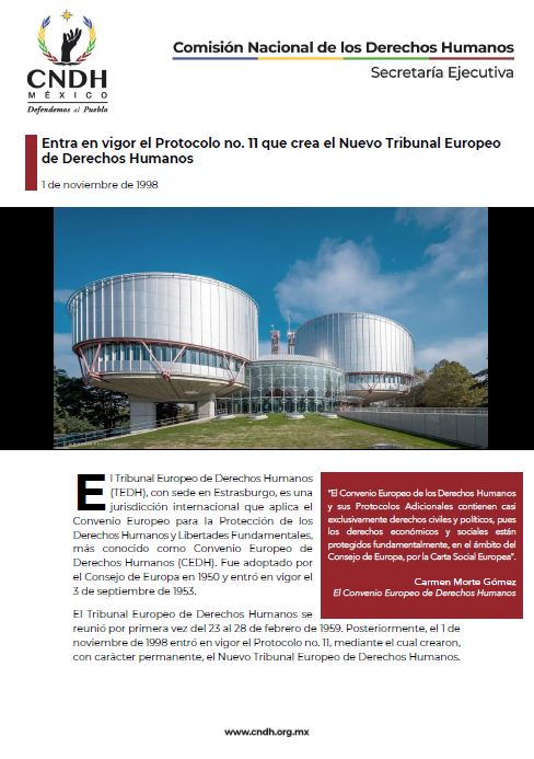 Entra en vigor el Protocolo no. 11 que crea el Nuevo Tribunal Europeo de Derechos Humanos