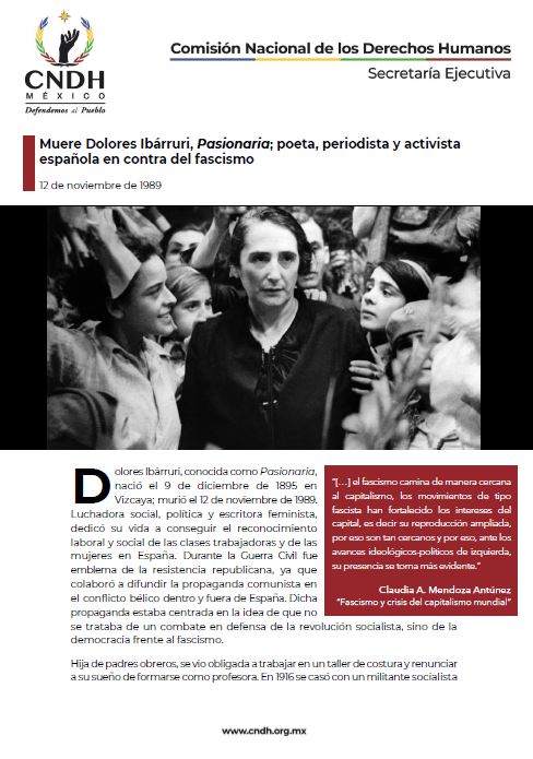 Muere Dolores Ibárruri, Pasionaria; poeta, periodista y activista española en contra del fascismo
